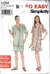 9284  HIM HER SLEEPWEAR TOP, DRESS, BOTTOMS PATTERN XS-XL